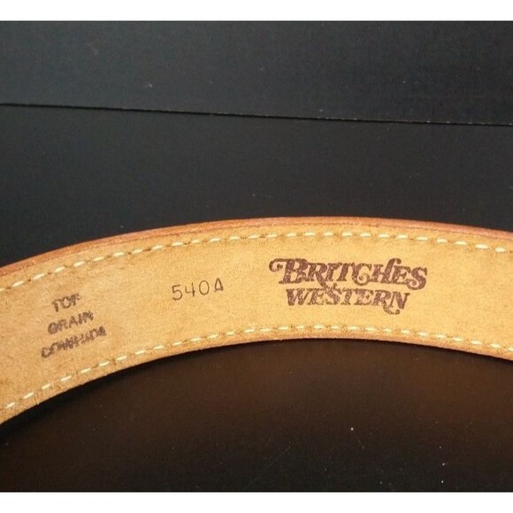 VTG Justin Britches Western Top Grain Tooled Leather Belt Size 28 Floral Brown